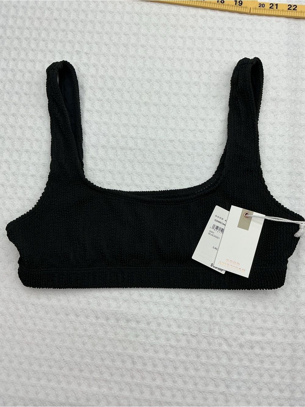 Good American Black Textured swim top